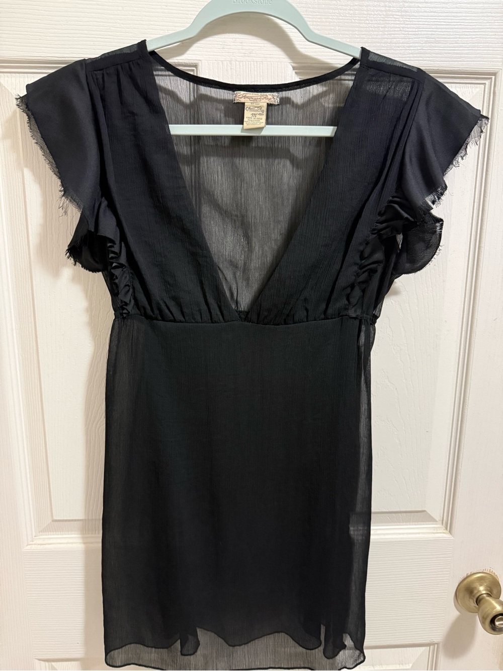 American Rag Black Sheer V-Neck blouse